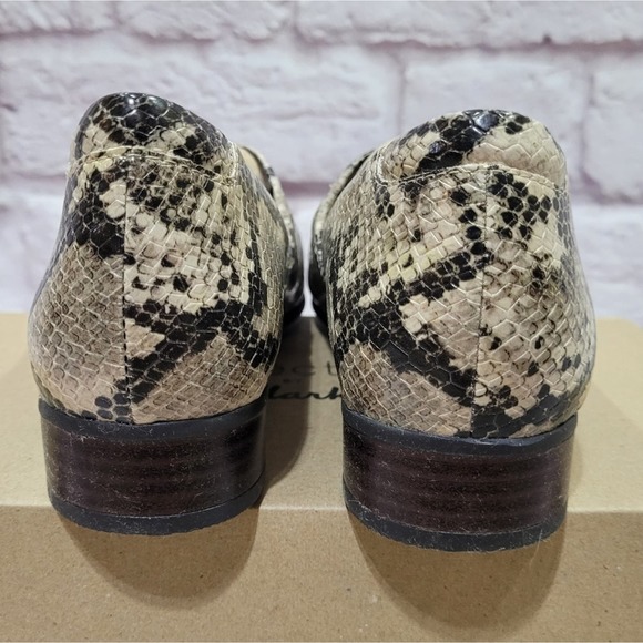 Clarks Collection Juliet Palm Taupe Snake Print Loafers - Picture 3 of 9
